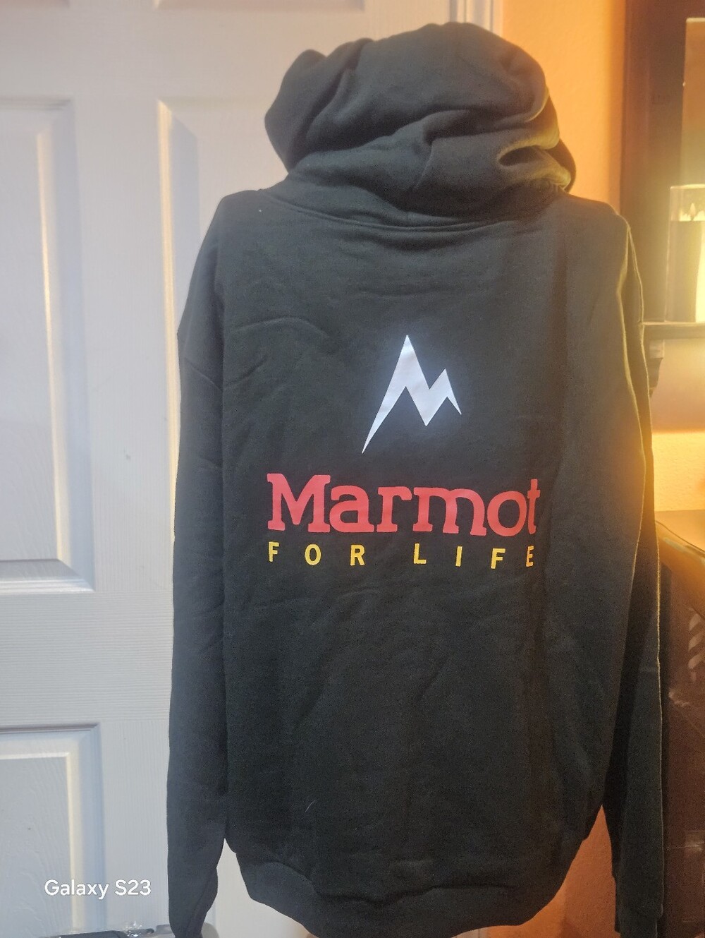 Marmot Womens Black Hooded Crewneck Sweatshirt with Red Logo